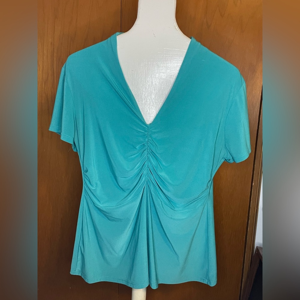 Blue V neck blouse